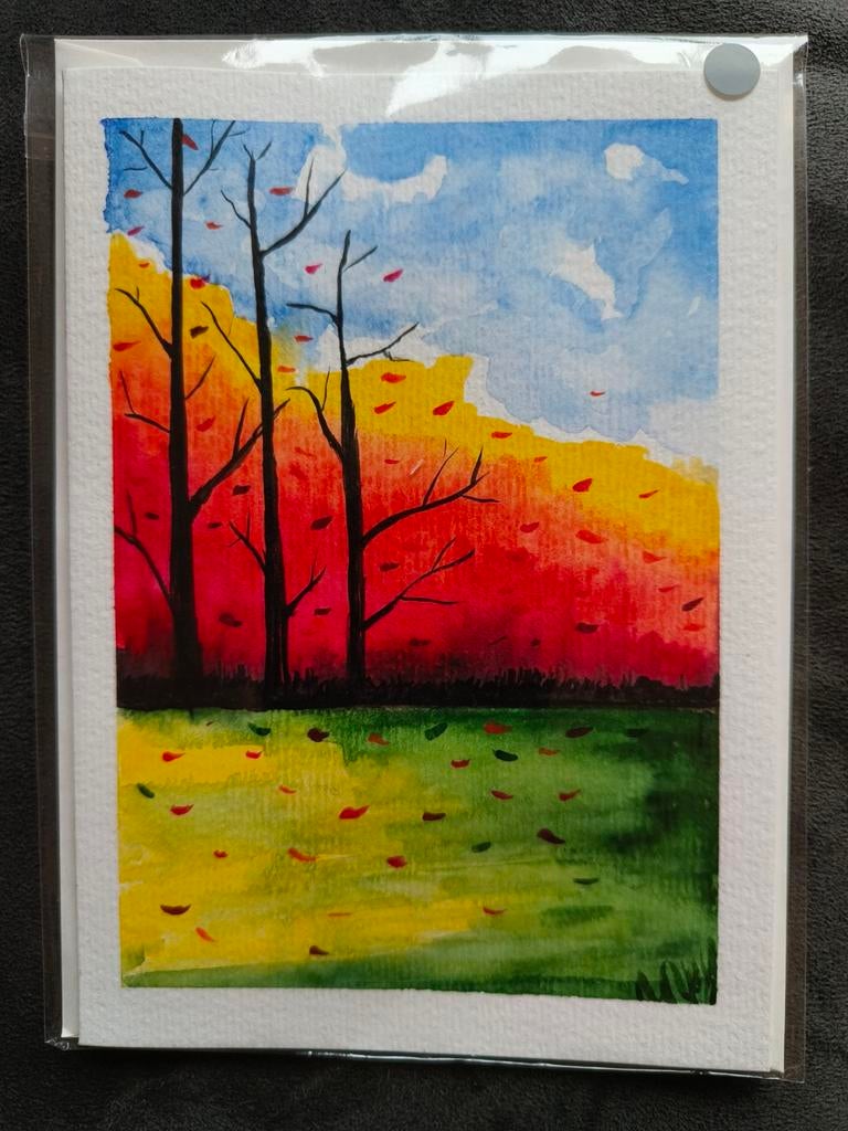 Originele aquarel dubbele kaart met envelop, Diversen, Ophalen of Verzenden, Nieuw
