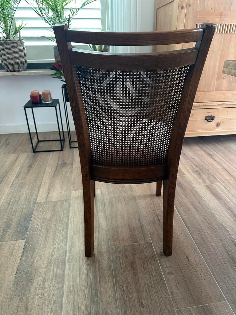 Houten stoel met rieten rugleuning, Huis en Inrichting, Stoelen, Ophalen, Gebruikt, Bruin, Eén