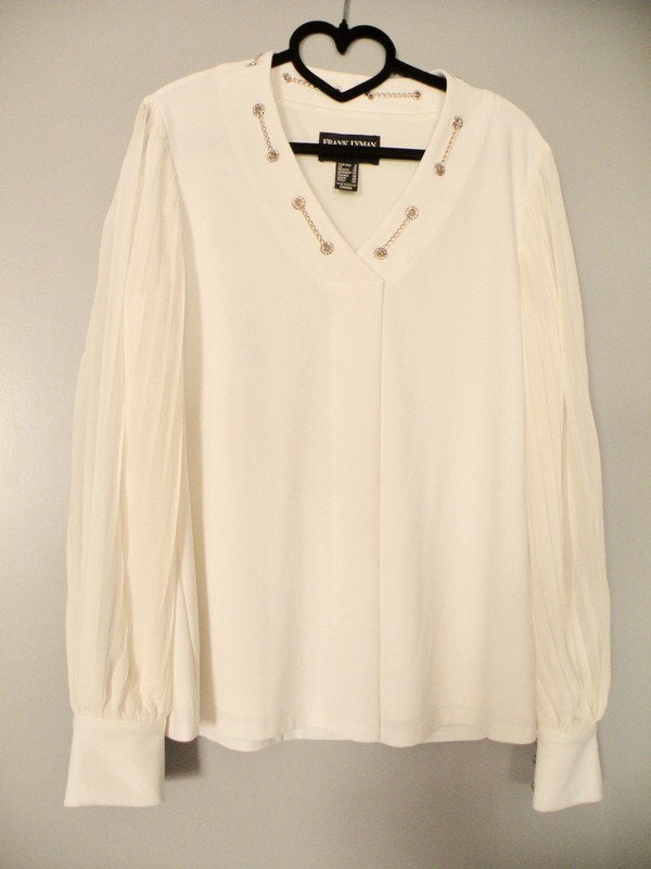 Frank Lyman luxe blouse crème met plissé mouwen en accent M, Verzenden, Nieuw, Maat 38/40 (M), Overige kleuren