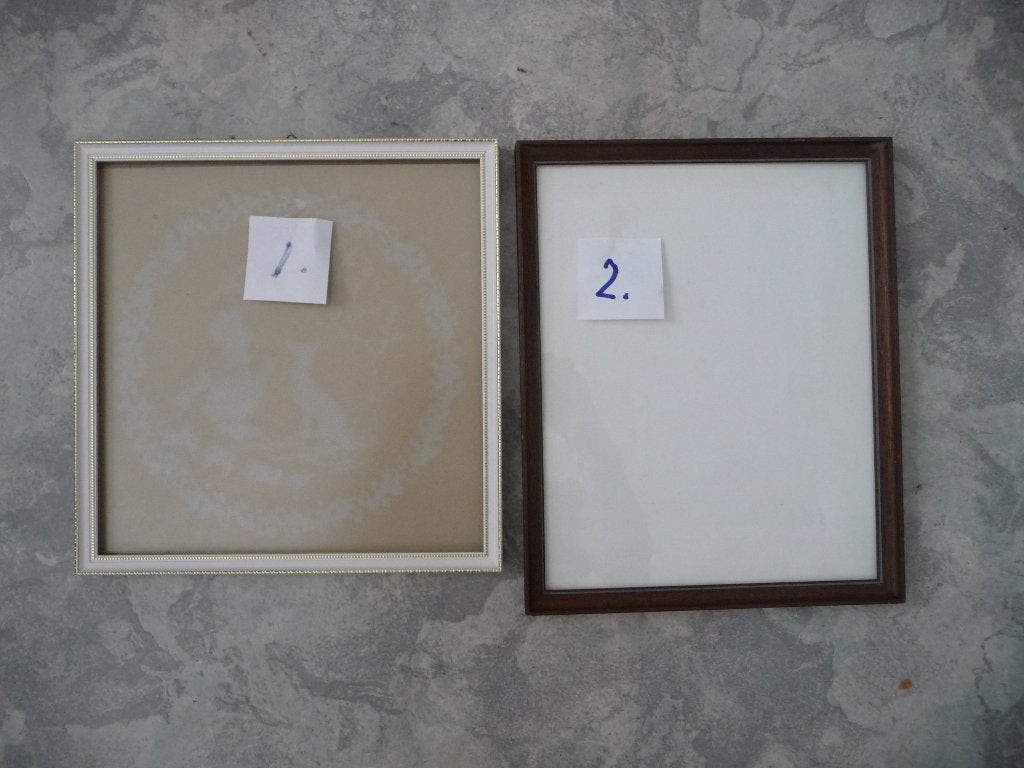 10 kleine lijstjes met glas., Ophalen, Gebruikt, Hout, Met glas