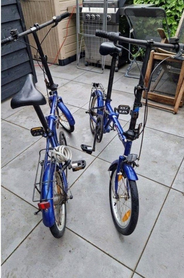 Vouwfietsen 2 stuks blauw ophalen Overcompleet, Fietsen en Brommers, Ophalen, Gebruikt, Versnellingen