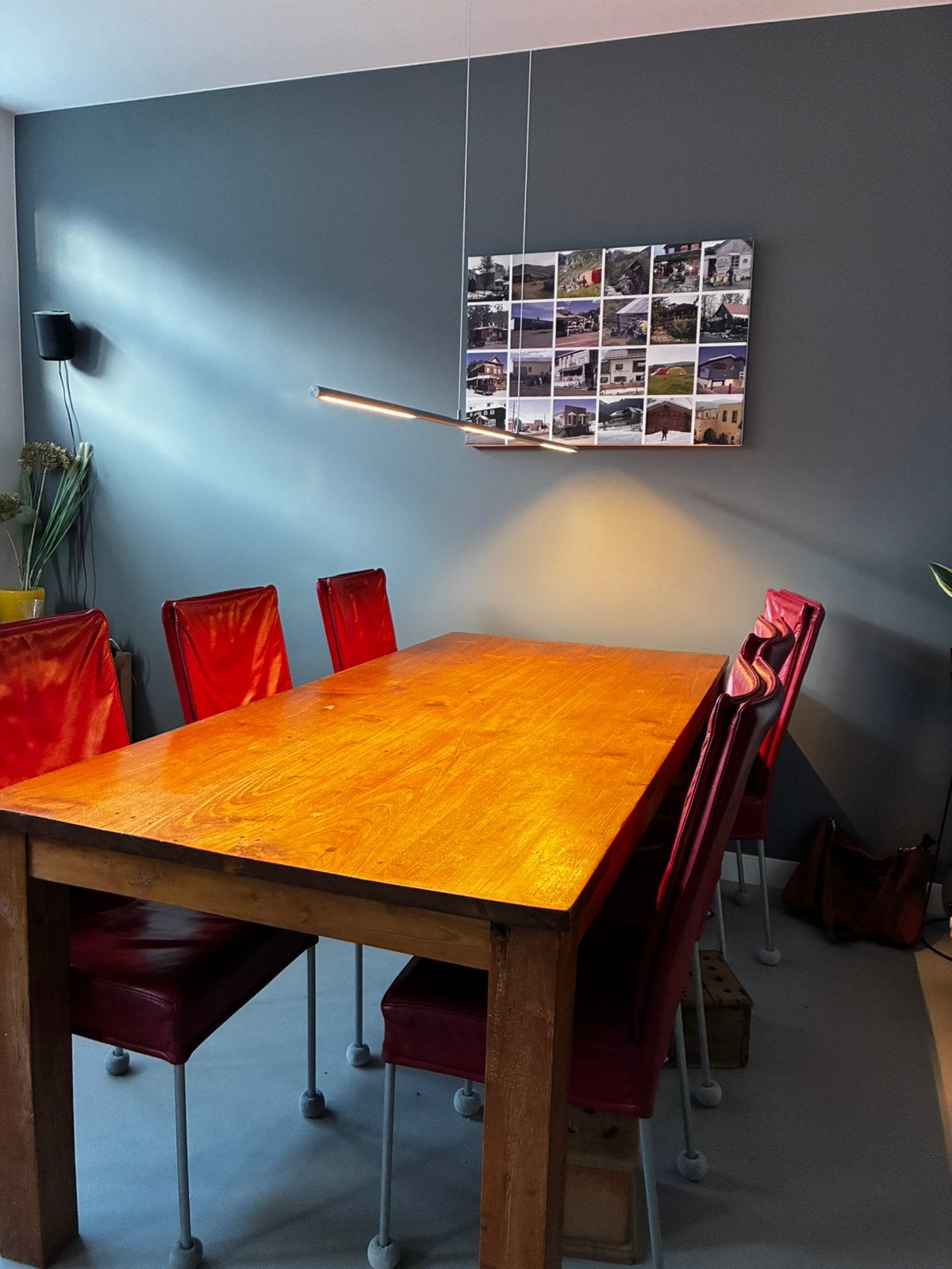 eetkamerstoelen, 6x rood leer, Ophalen, Overige materialen, Minder dan 50 cm, Gebruikt
