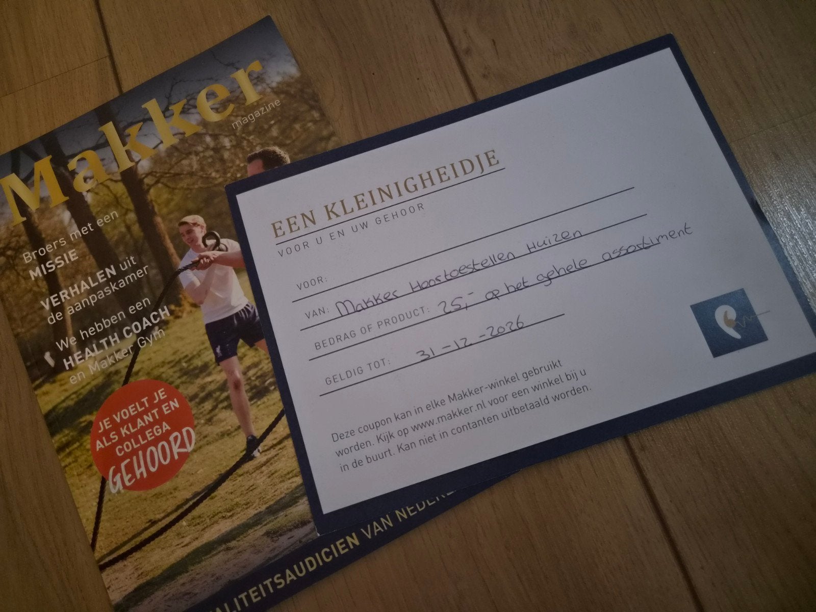 Tegoed bon makker hoortoestellen, Tickets en Kaartjes, Eén persoon, Cadeaubon, Overige typen
