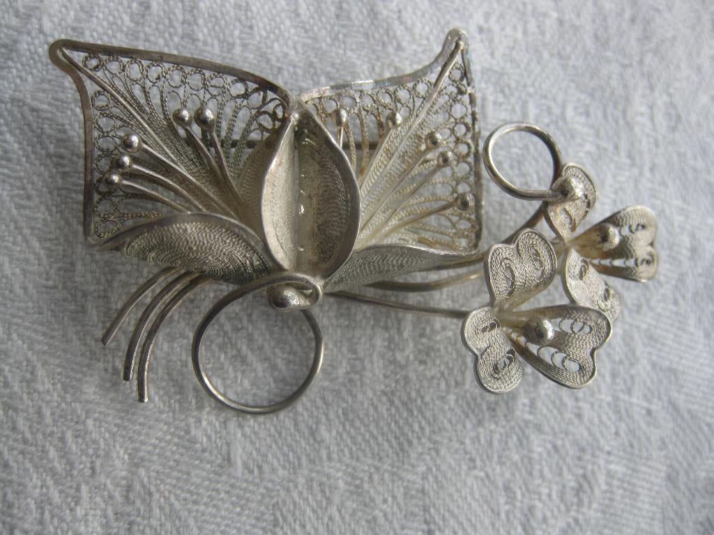 Prachtige zilveren Art Deco filigrein broche in prima staat., Sieraden, Tassen en Uiterlijk, Antieke sieraden, Ophalen of Verzenden