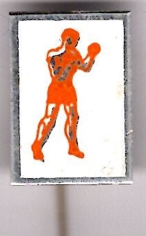 Boksen wit/rood op aluminium speldje ( Y_119a), Verzamelen, Ophalen of Verzenden, Zo goed als nieuw, Sport, Speldje of Pin