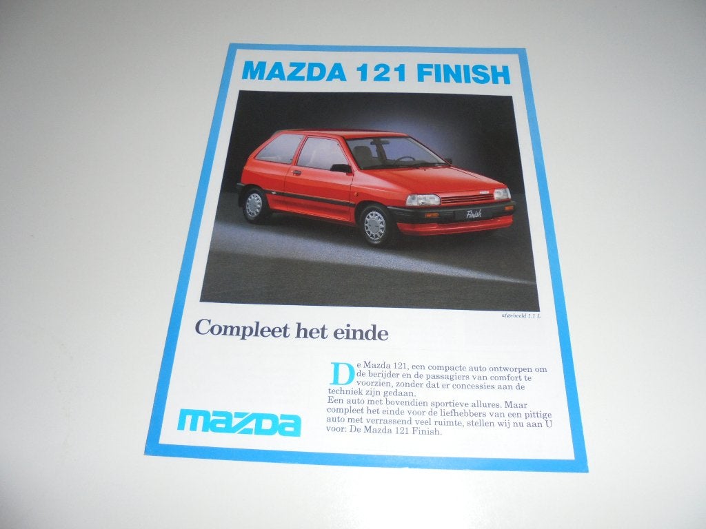 leaflet Mazda 121 Finish  1988, Boeken, Ophalen of Verzenden, Zo goed als nieuw, Mazda