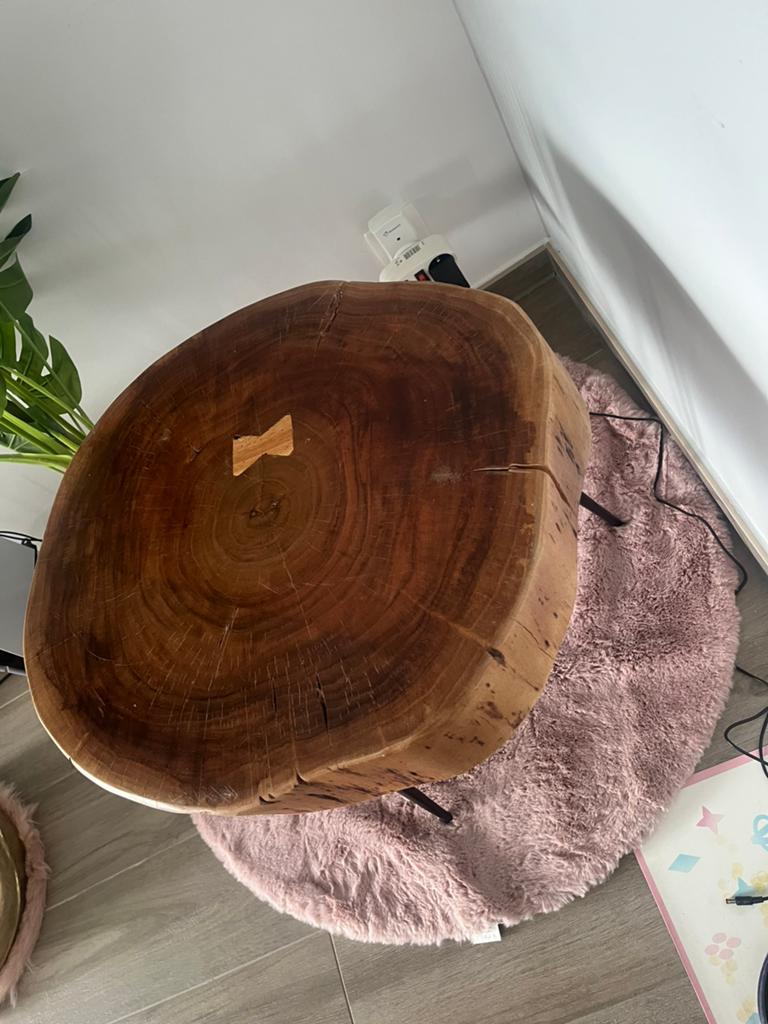Pomax bijzettafel redelijk zwaar, Minder dan 55 cm, Gebruikt, Rond, Hout