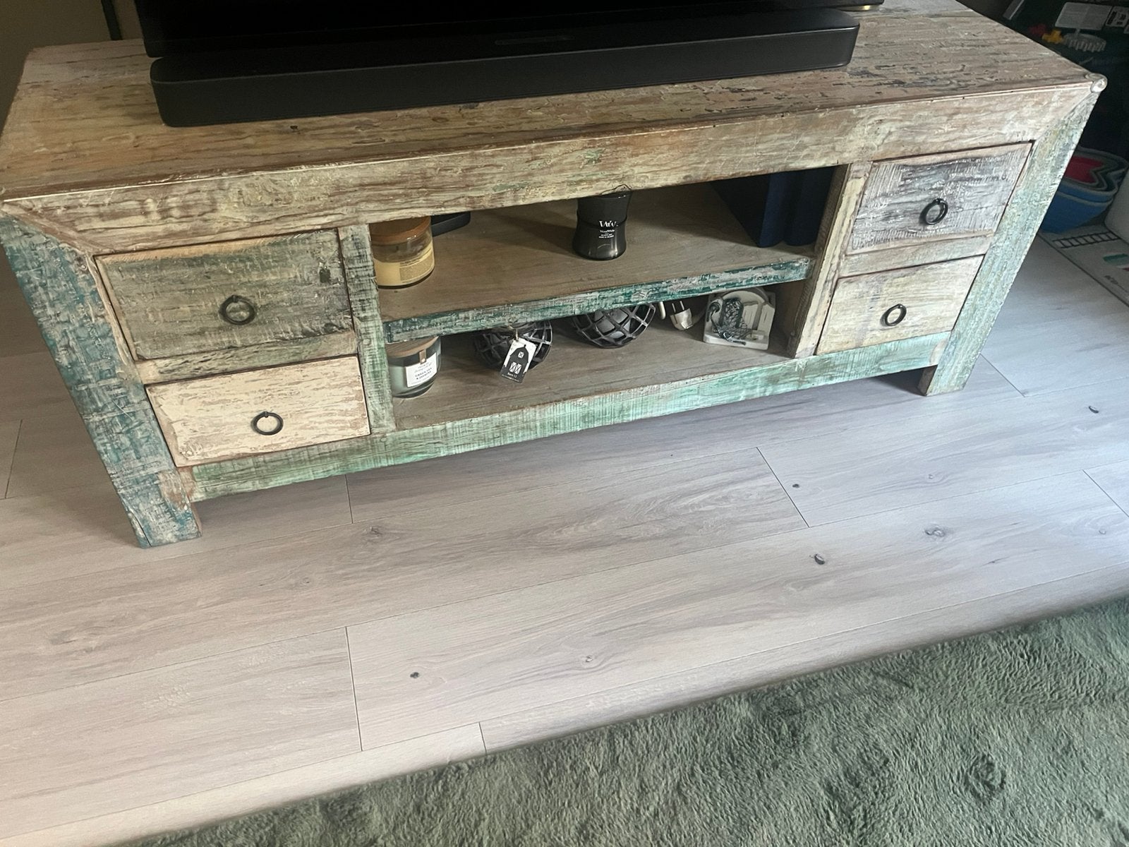 Uniek Scrapwood TV Meubel - Zo goed als nieuw, Ophalen, 100 tot 150 cm, Zo goed als nieuw, Minder dan 100 cm