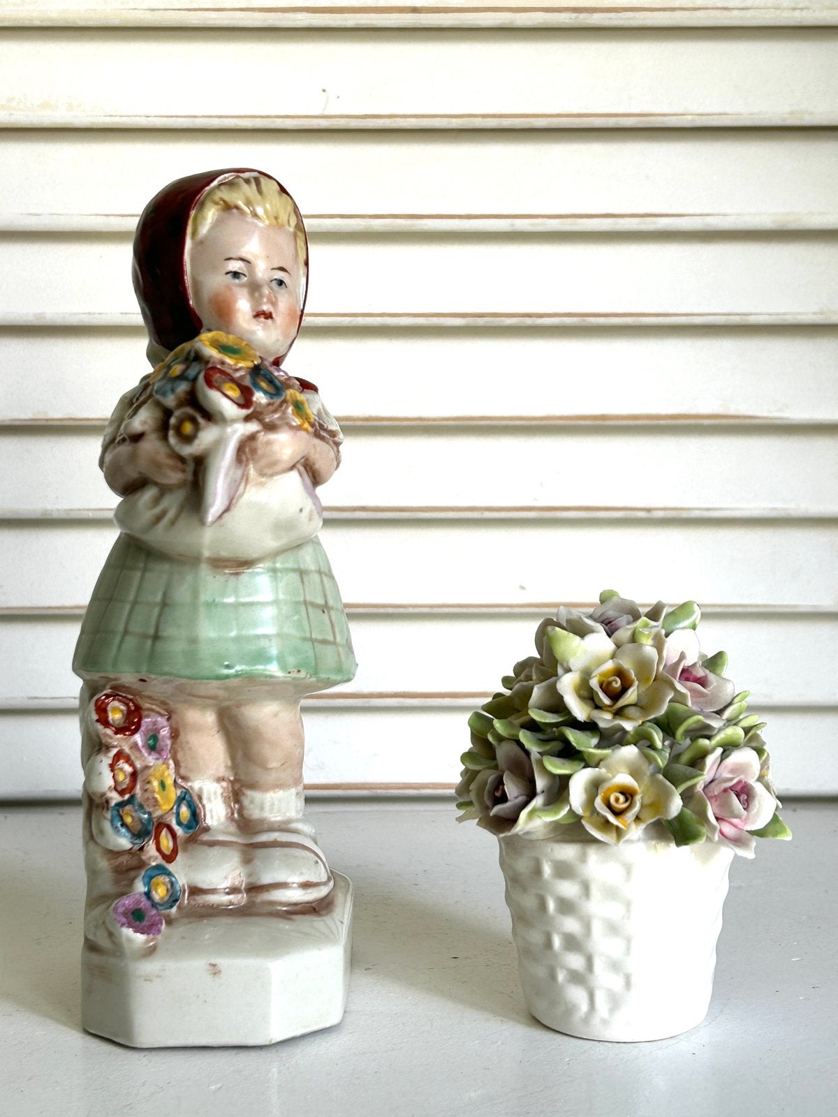 Antiek beeldje Grafenthal meisje met bloemen porselein, Antiek en Kunst, Ophalen