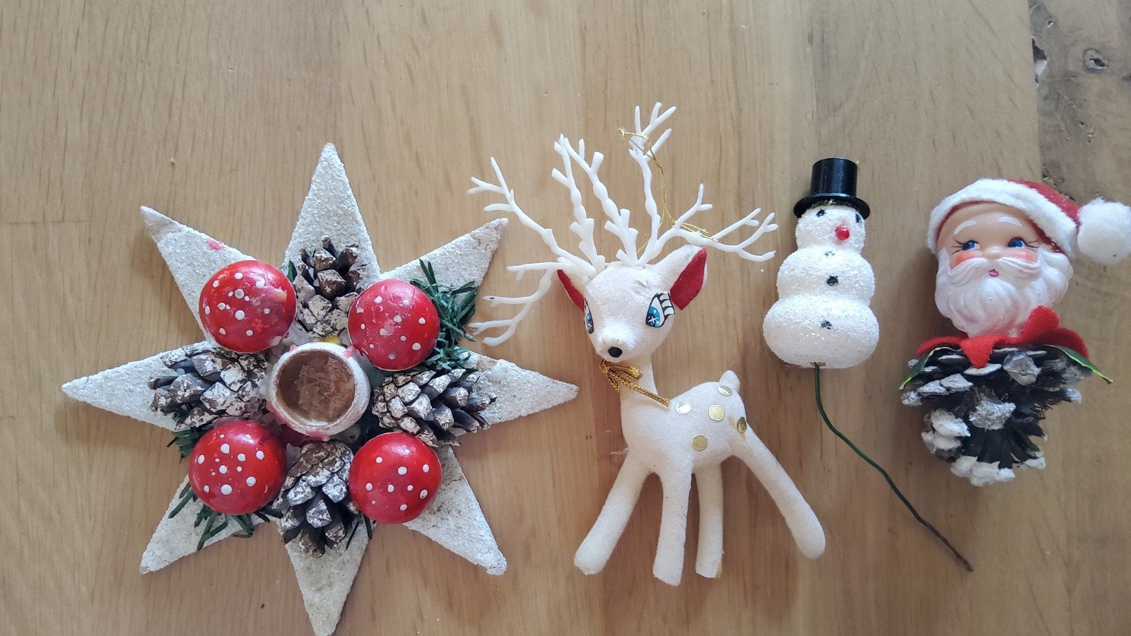 Vintage kerstversiering rendier sneeuwpop kerstster kerstman, Diversen, Ophalen of Verzenden