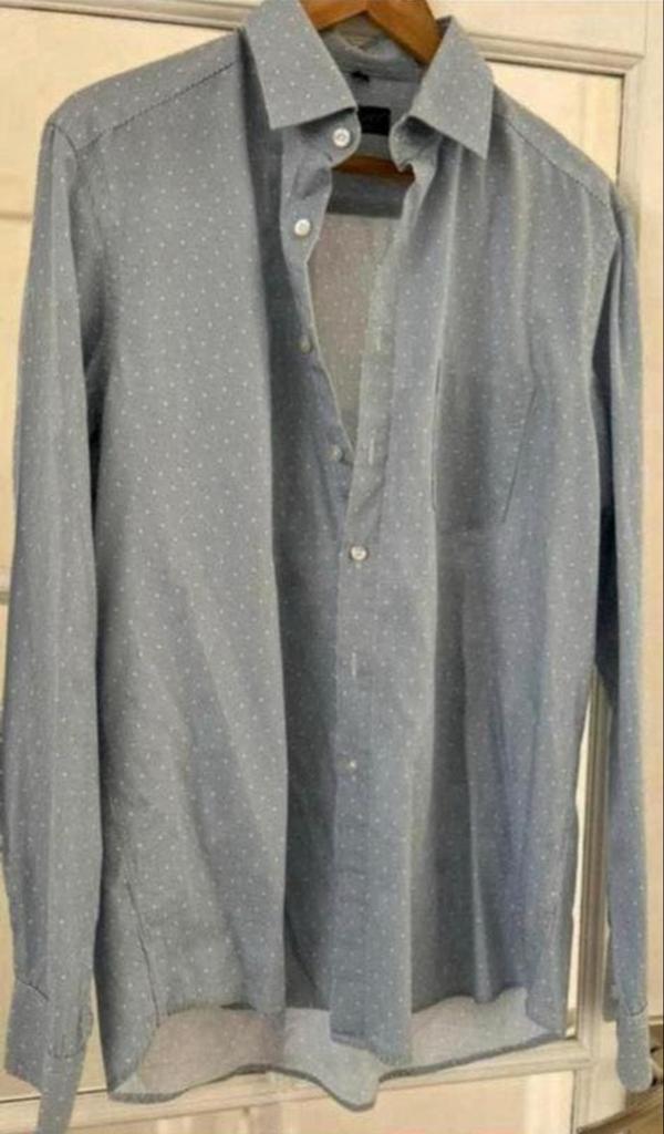 JOHN CABOT 100% katoen blouse / overhemd SIZE L 41/42, Kleding | Heren, Overhemden, Ophalen of Verzenden, Zo goed als nieuw, Blauw