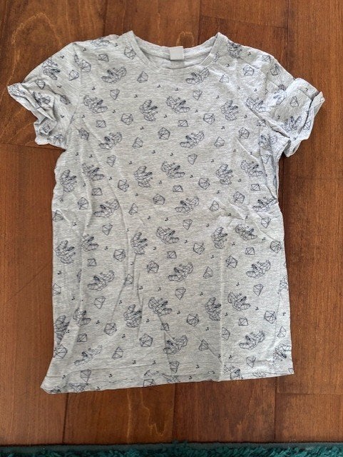 Grijs t-shirt met dino's maat 158/164, YFK, Ophalen of Verzenden, Zo goed als nieuw, Shirt of Longsleeve