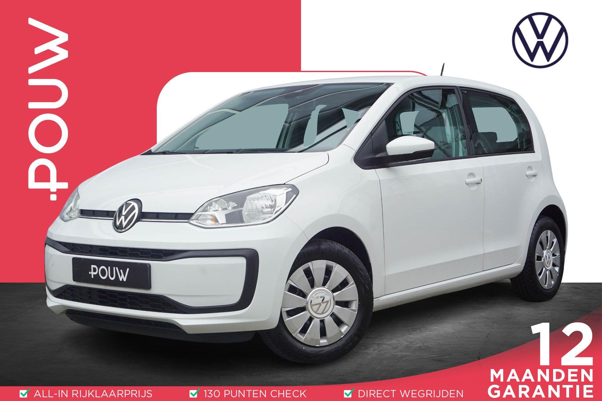 Volkswagen up! 1.0 65pk | Airco | Bluetooth, 12 maanden, Stof, Gebruikt, 4 stoelen