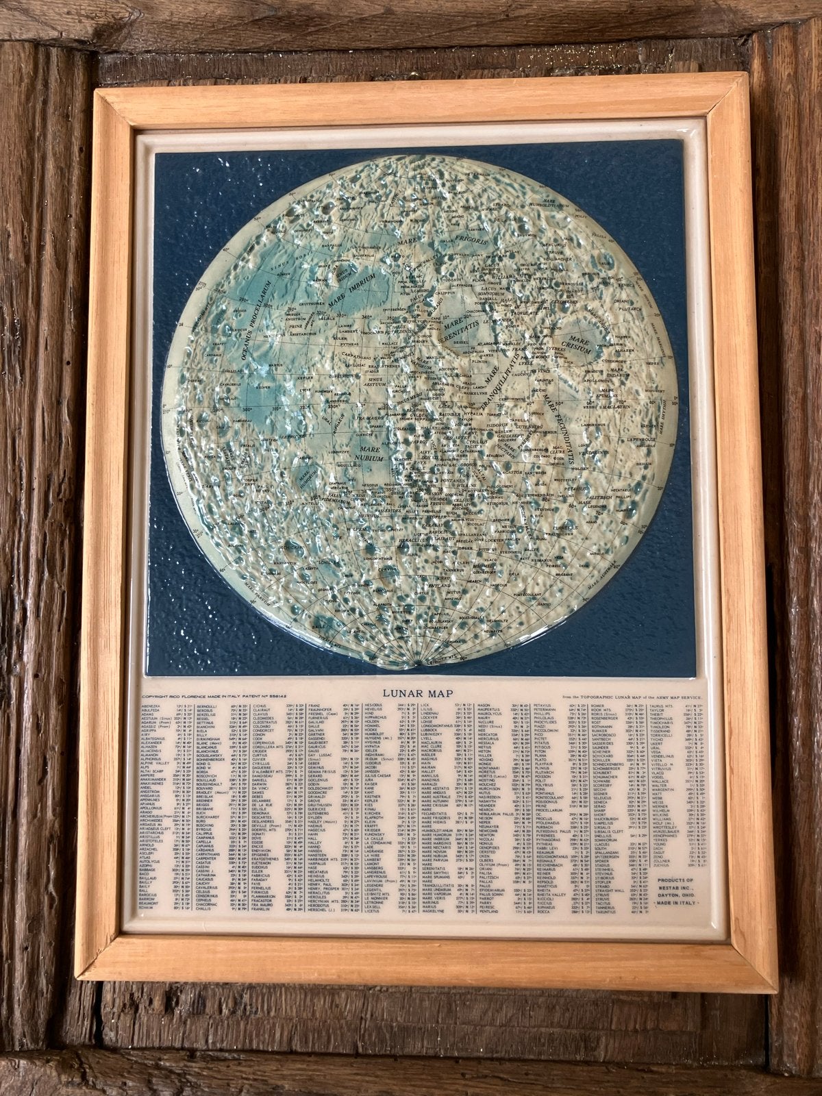 Vintage Maan Kaart 3D Reliëf, jaren '60, Antiek en Kunst, Curiosa en Brocante, Ophalen of Verzenden