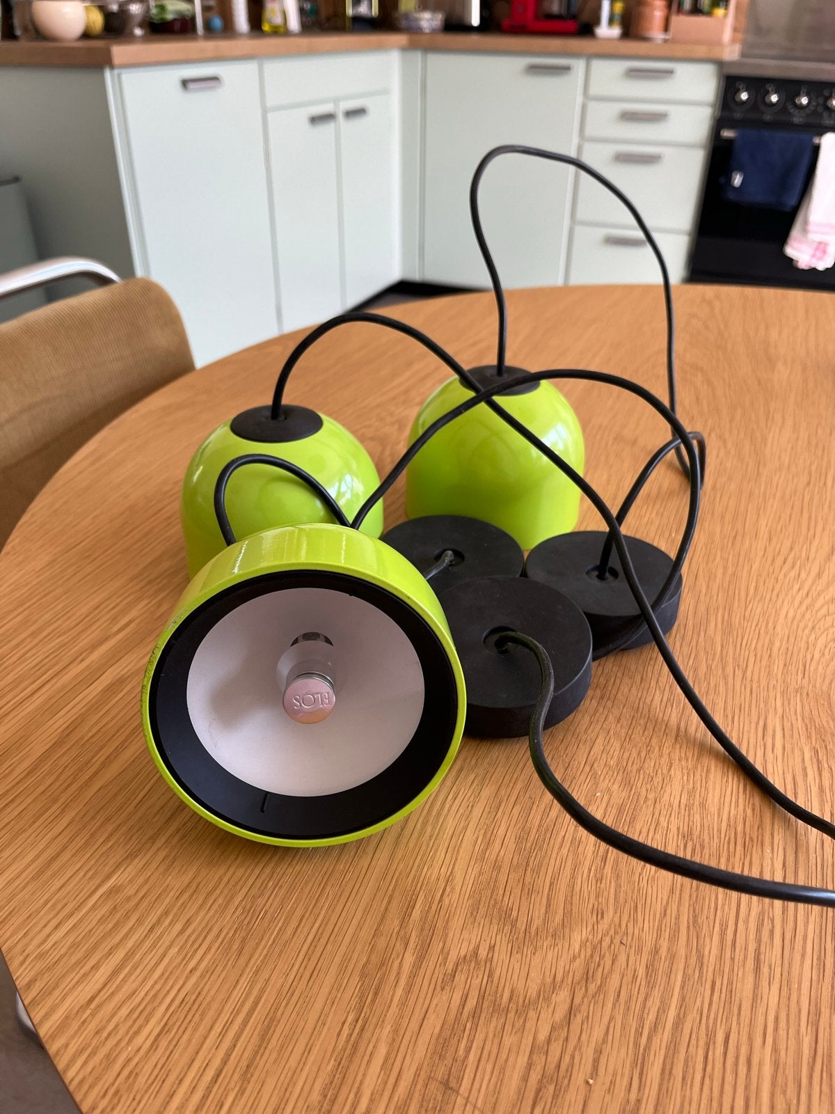 3x Flos Wan S Hanglampen - Groen Design Verlichting, Ophalen of Verzenden, Zo goed als nieuw, Metaal, Overige fittingen