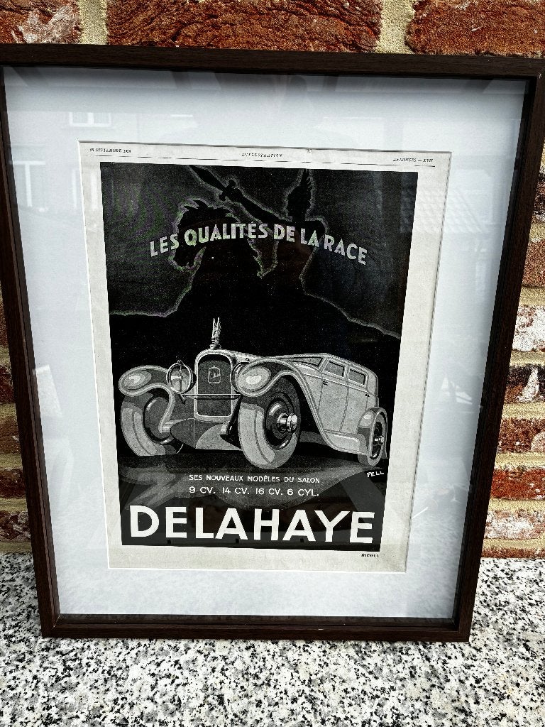 originele reclame Delhaye 1929 ,oldtimer, Ophalen of Verzenden, Gebruikt, Reclamebord