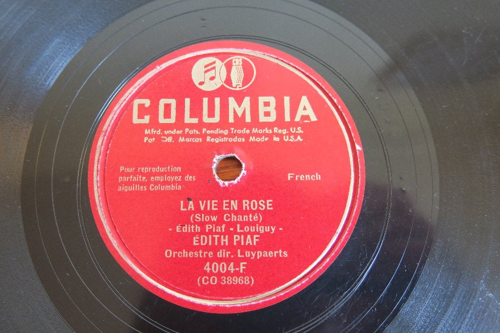 Edith Piaf La vie en rose 78rpm 78 toeren chanson Frans 1948, Gebruikt, 10 inch, Ophalen of Verzenden, Overige typen