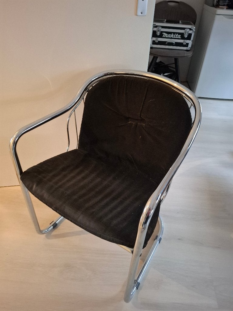 2 Originele Gastone Rinaldi designstoelen – – Made in Italy, Ophalen, Gebruikt, Twee, Zwart