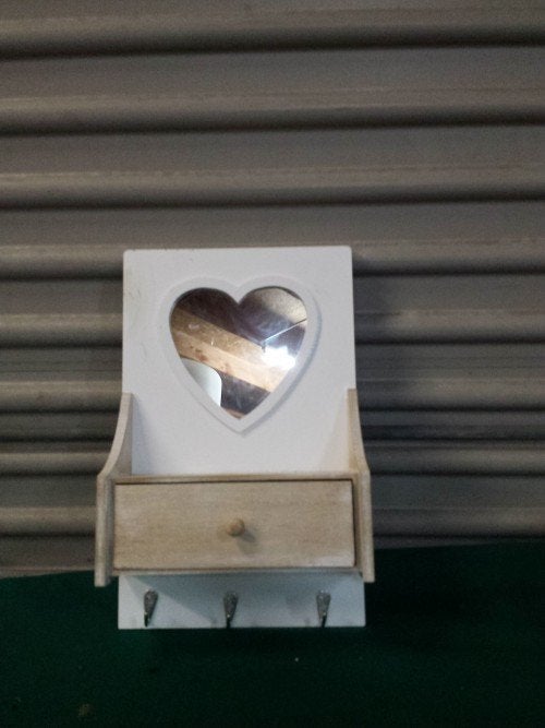 Sleutel hanger bord met spiegel en laatje van hout, Ophalen of Verzenden, 'T Olde Gre-j, Info@toldegrej.nl, Endepoelstraat 20f Didam