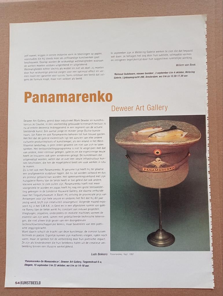 Panamarenko 5 x artikel, Ophalen of Verzenden, 1980 tot heden, Knipsel(s)