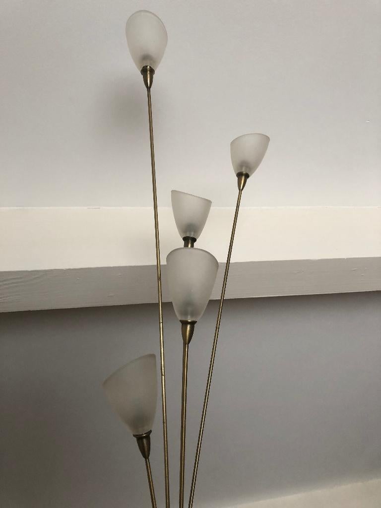 Staande lamp witte kelkjes met dimmer., Ophalen of Verzenden, Gebruikt, Glas, 150 tot 200 cm