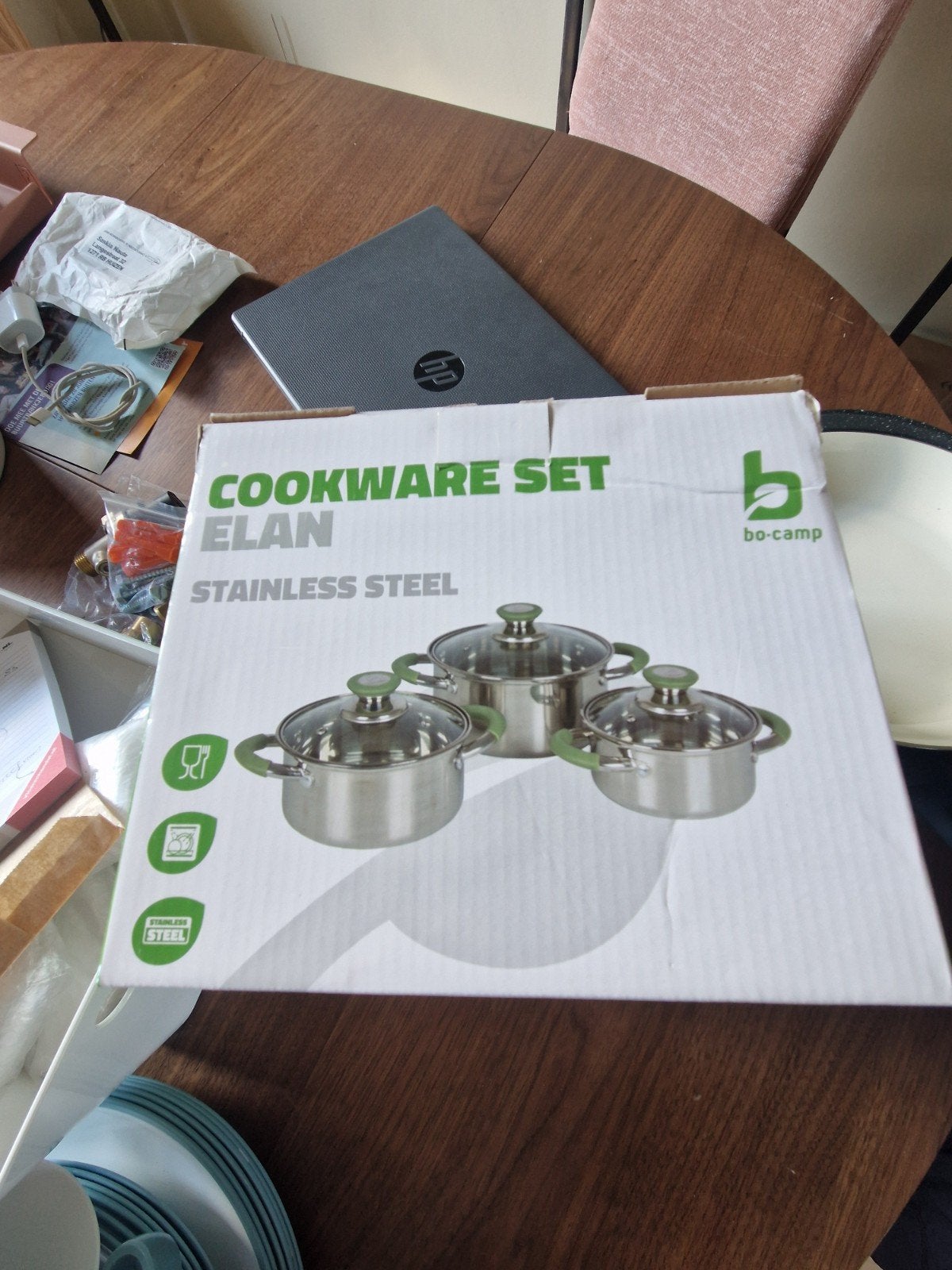 Bo-Camp Elan Pannenset RVS - 3-delig, Huis en Inrichting, Keuken | Potten en Pannen, Ophalen of Verzenden, Nieuw, Rvs, Pannenset