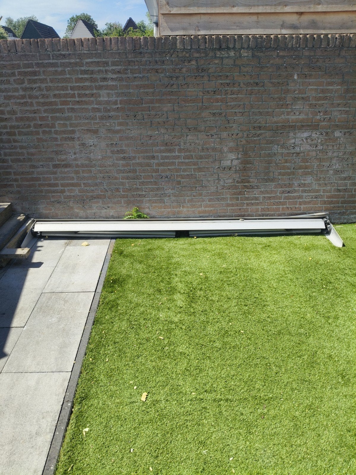 Handbediend knikarmscherm 300 cm breed, Tuin en Terras, Zonneschermen, Ophalen, Knikarmscherm