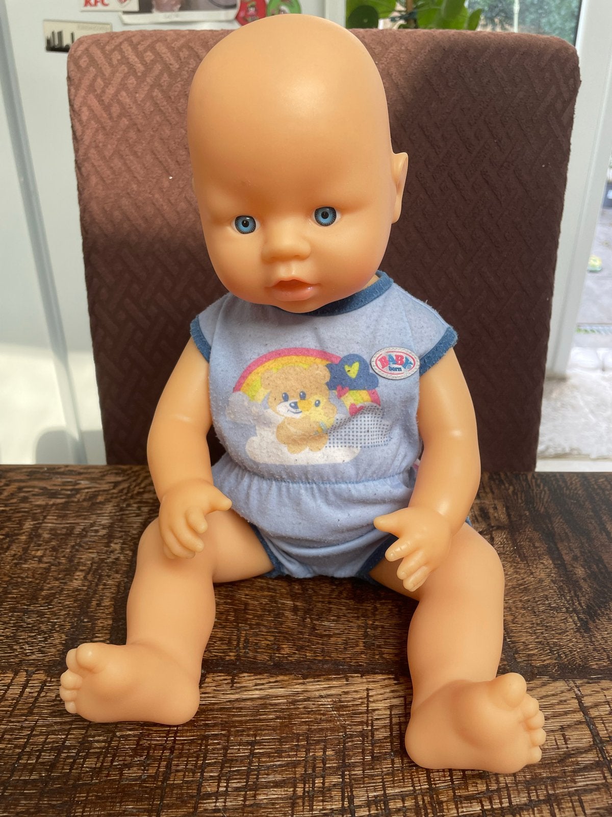 Baby Born pop met blauw rompertje, Kinderen en Baby's, Speelgoed | Poppen, Ophalen of Verzenden, Gebruikt, Babypop