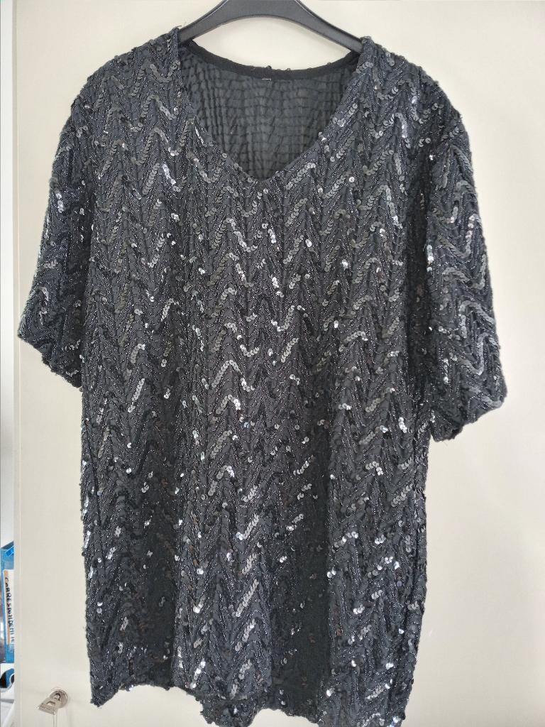TOP MET PAILETTEN, Kleding | Dames, Tops, Zwart, Maat 42/44 (L), Ophalen of Verzenden, Zo goed als nieuw