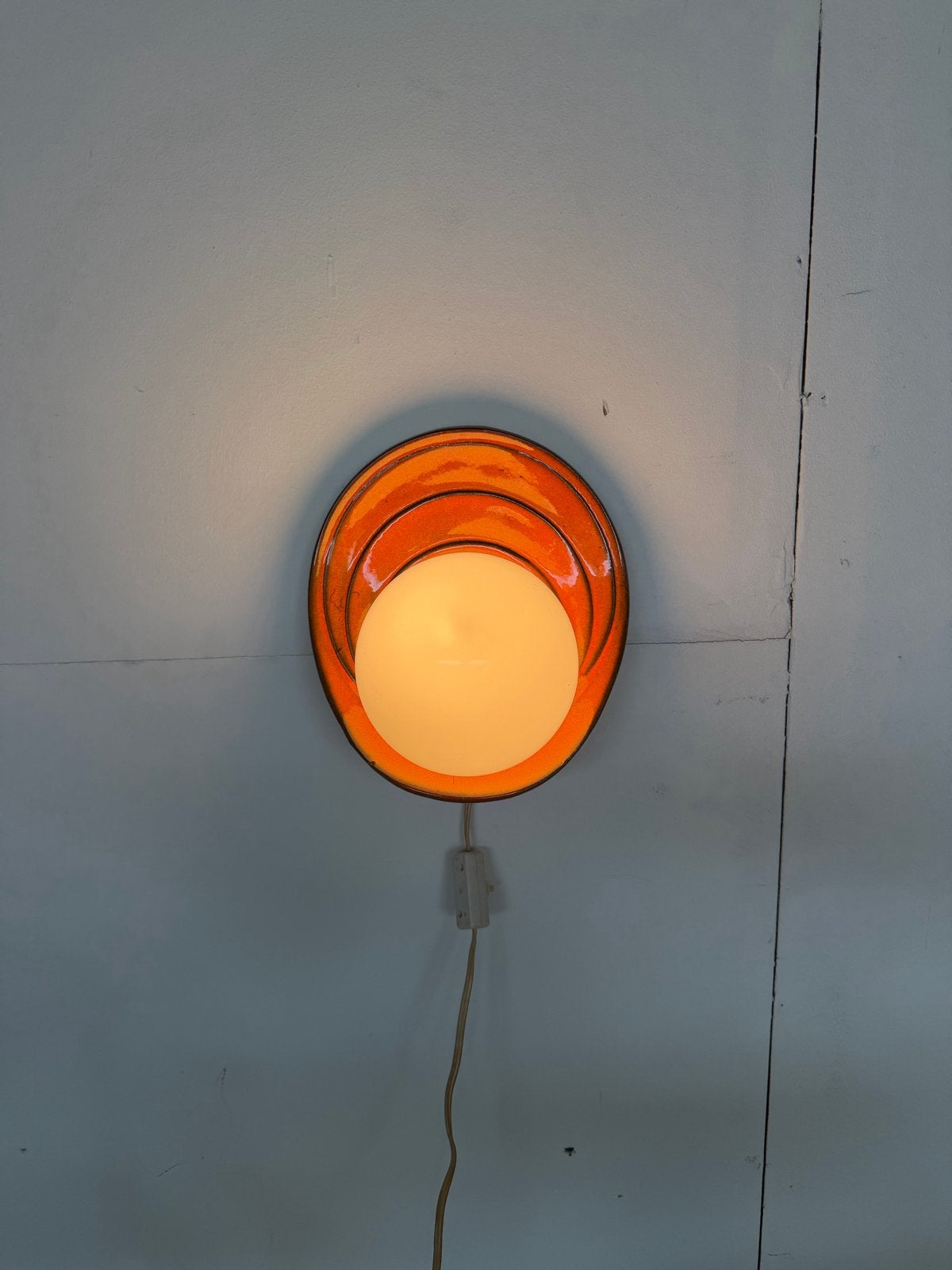 Vintage oranje wandlamp/plafondlamp, werkend, Antiek en Kunst, Ophalen of Verzenden