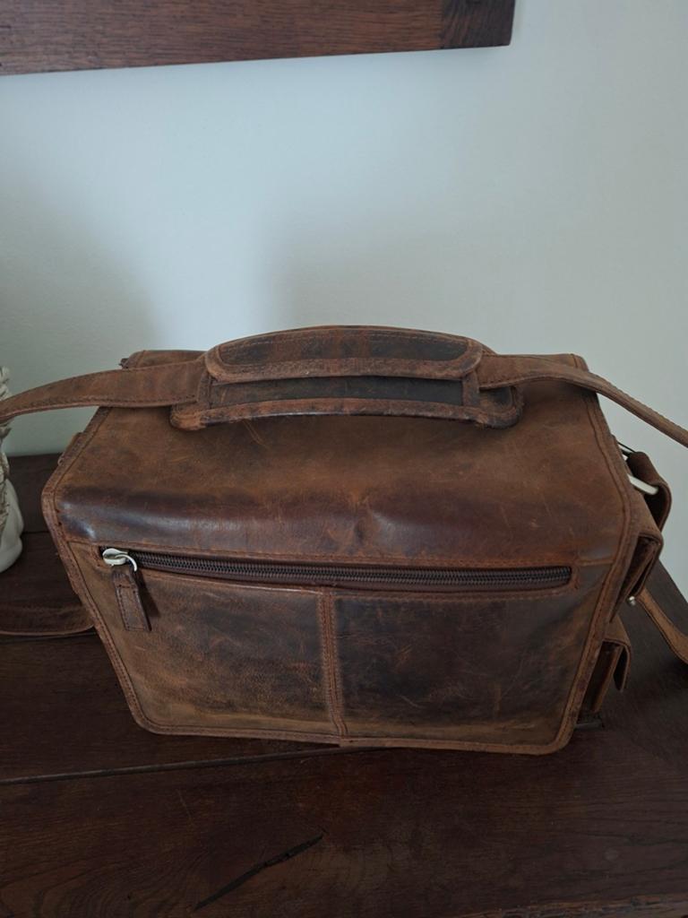 Leren cameratas - Vintage stijl schoudertas, Ophalen of Verzenden, Gebruikt, Schoudertas, Overige merken