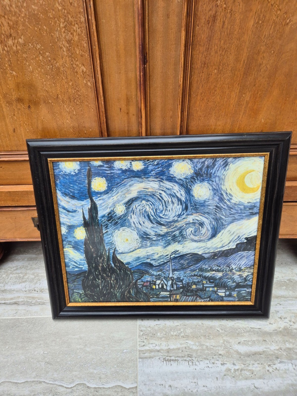 De Sterrennacht - Ingelijste reproductie van Van Gogh, Ophalen of Verzenden