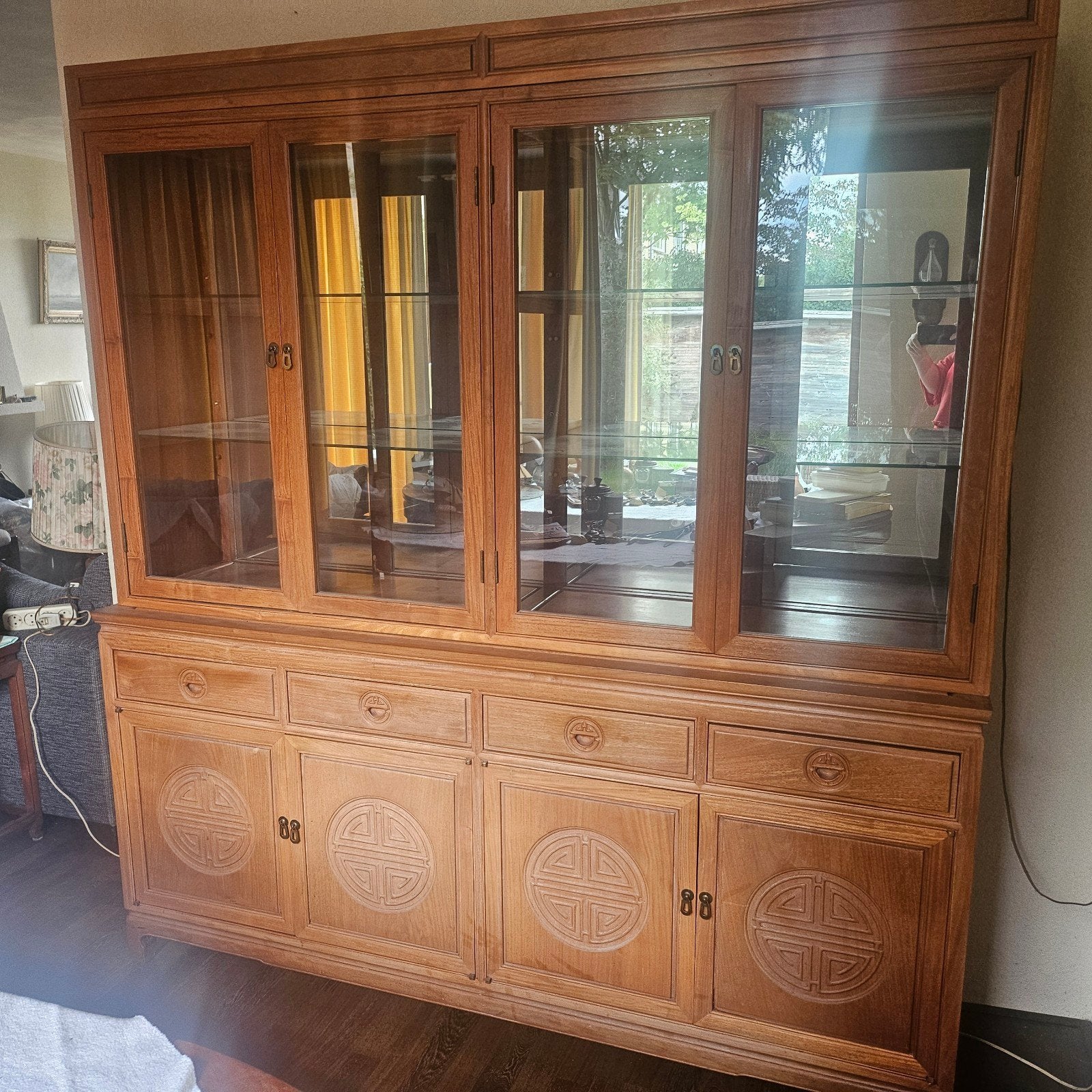 Rozenhouten vitrinekast, Antiek en Kunst, Ophalen