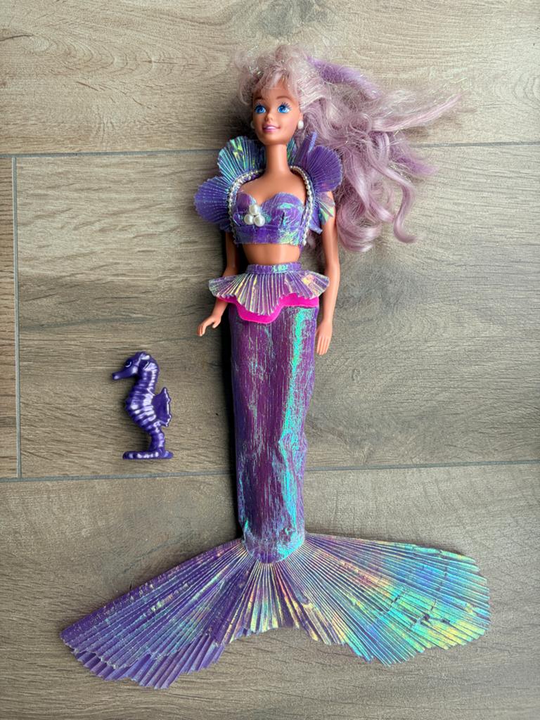Vintage Magisch Haar Zeemeermin Barbie Paars 1976 Mattel, Ophalen of Verzenden, Gebruikt, Barbie