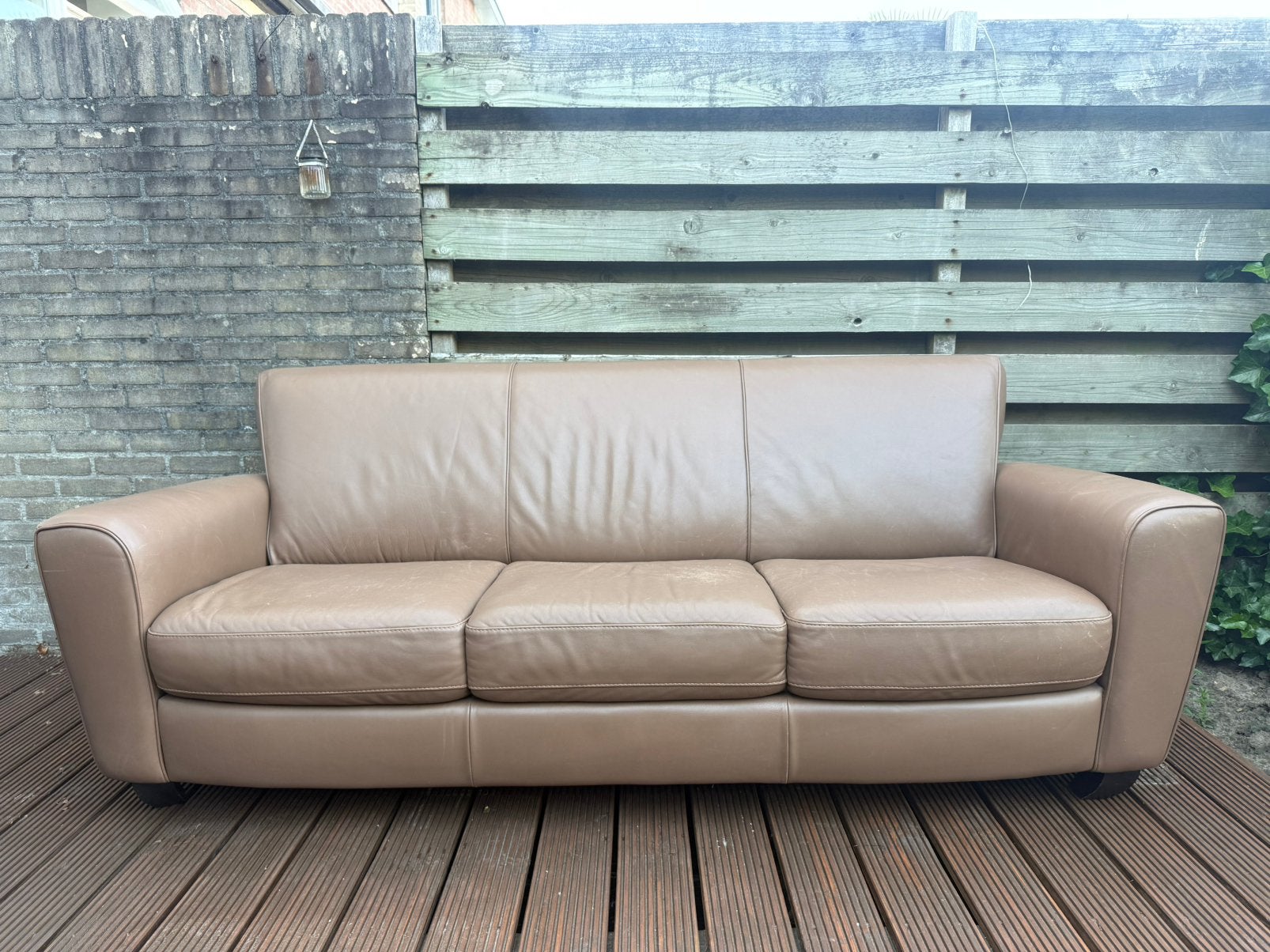 Natuzzi leren 3-zits bank + 2 fauteuils (echt leer!), Huis en Inrichting, Banken | Bankstellen, Gebruikt, Rechte bank, Driepersoons