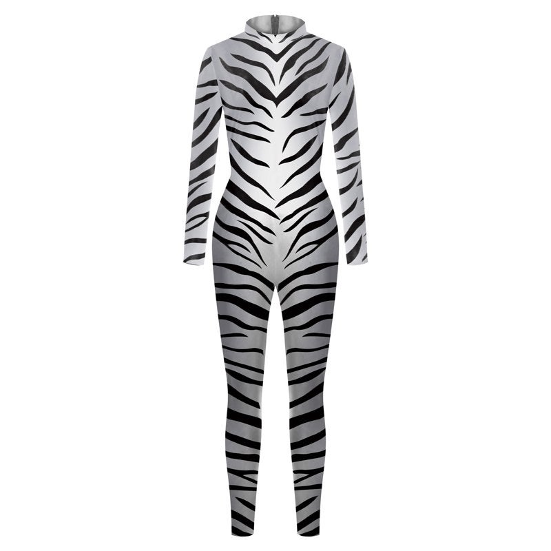 Dames catsuit 17 / bodysuit zebra zwart wit feest jumpsuit, Verzenden, Maat 46/48 (XL) of groter, Nieuw, Overige thema's