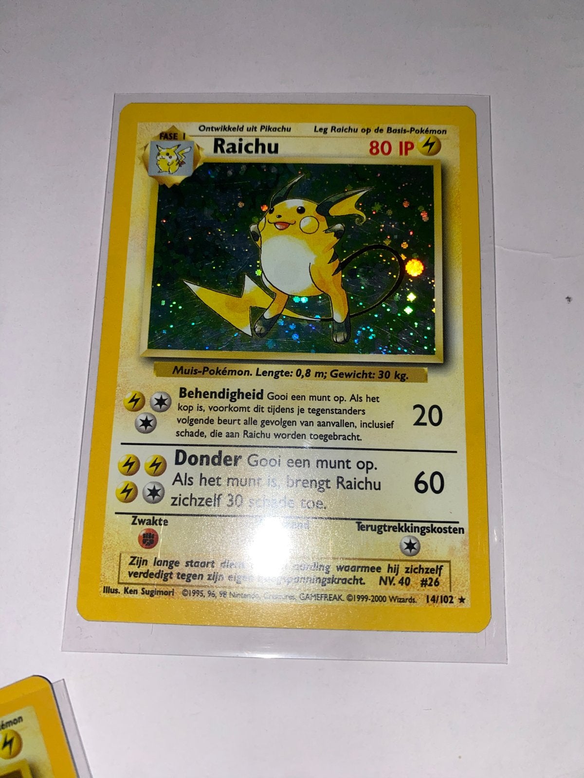 Raichu 14/102 Holo Foil - Base Kaart, Ophalen of Verzenden, Gebruikt, Losse kaart, Foil