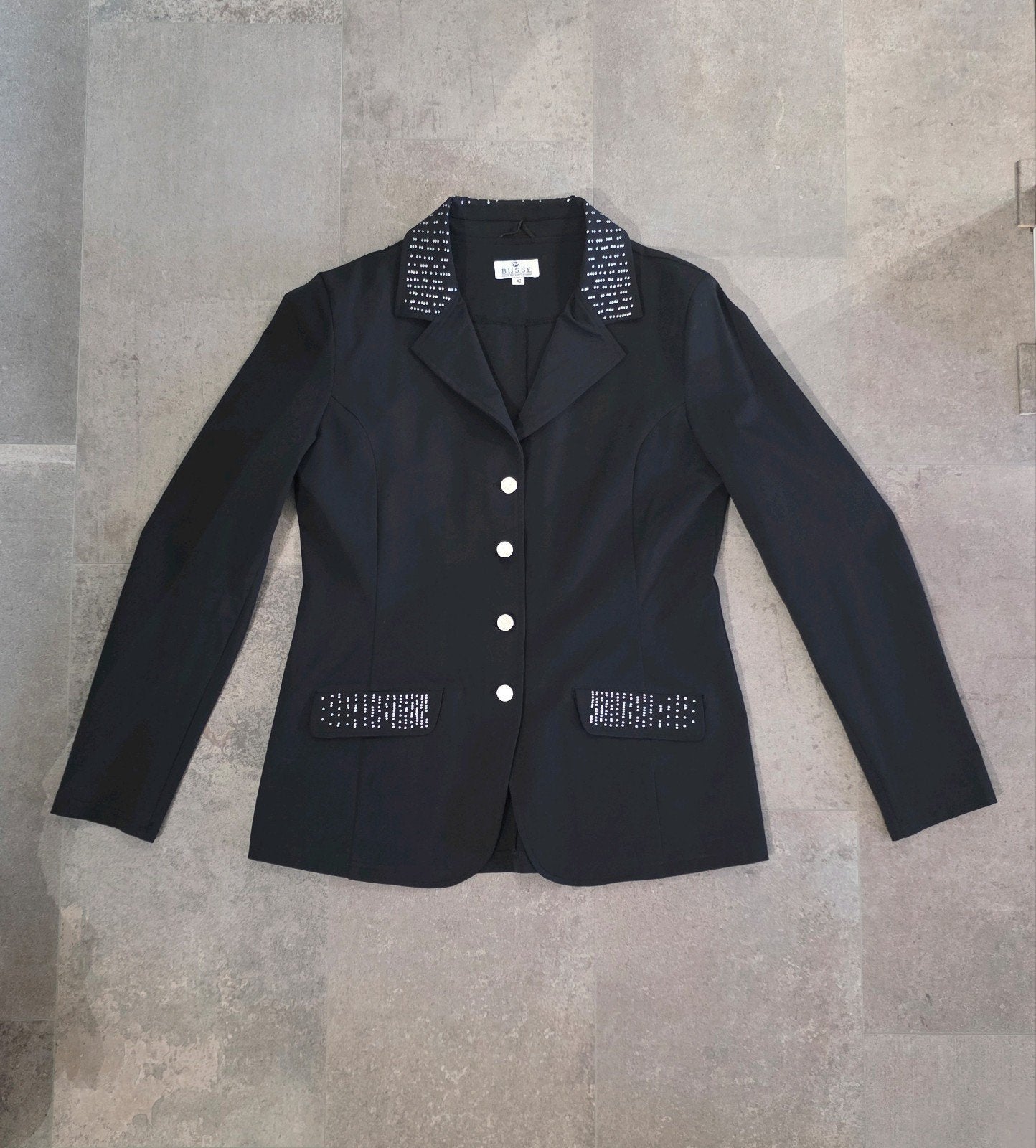 Busse dames softshell wedstrijd jasje jas zwart strass 42, Overige merken, Ophalen of Verzenden, Zo goed als nieuw, Zwart