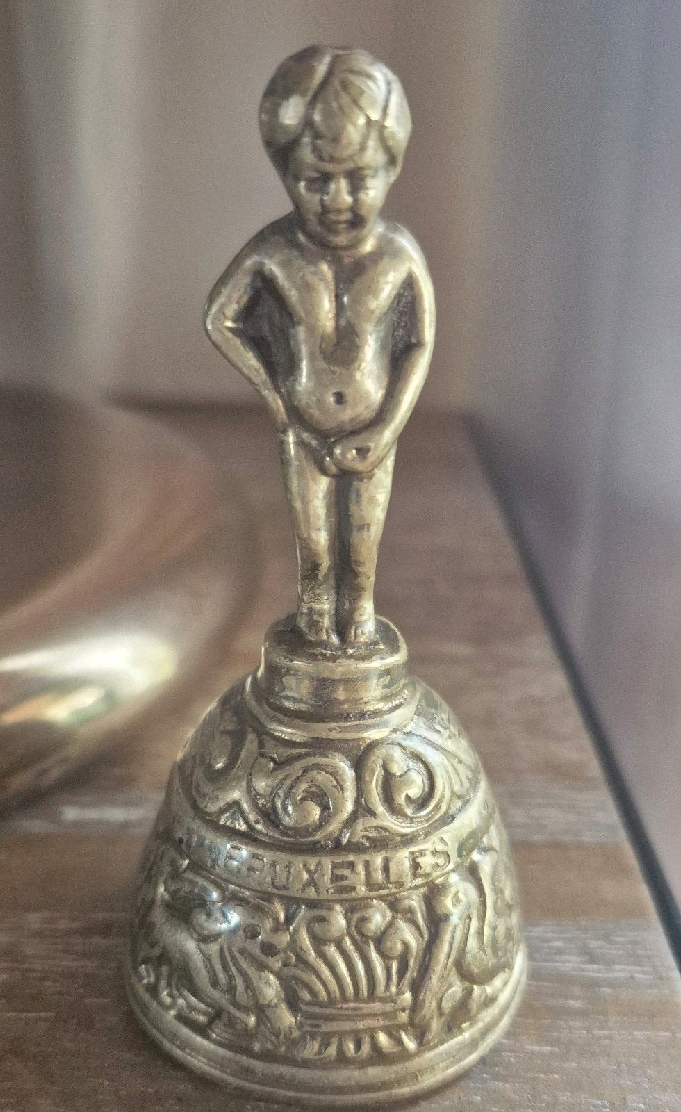 Vintage Manneken Pis Bronzen tafelbel, Bel, Brussel, Ophalen of Verzenden