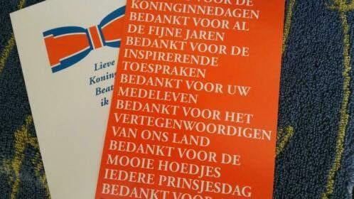 2 kaarten bedankt koningin Beatrix, Ophalen of Verzenden, Nieuw, Nederland, Kaart, Foto of Prent