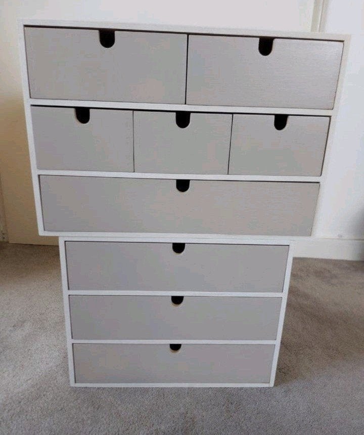 2 Vintage ladenkastjes Jaren 80 90  ZGAN Samen € 50,00, Zo goed als nieuw, 3 of 4 laden, Minder dan 100 cm, 25 tot 50 cm