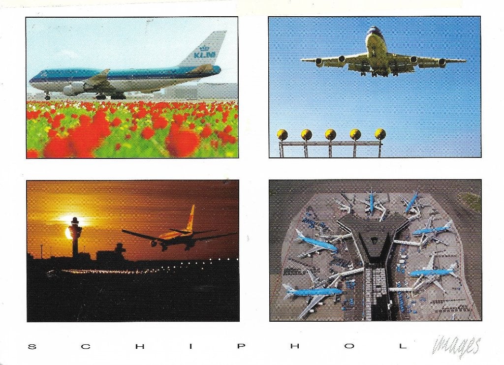Ansichtkaart  	Schiphol	4-luik, Verzenden, 1980 tot heden, Gelopen, Noord-Holland
