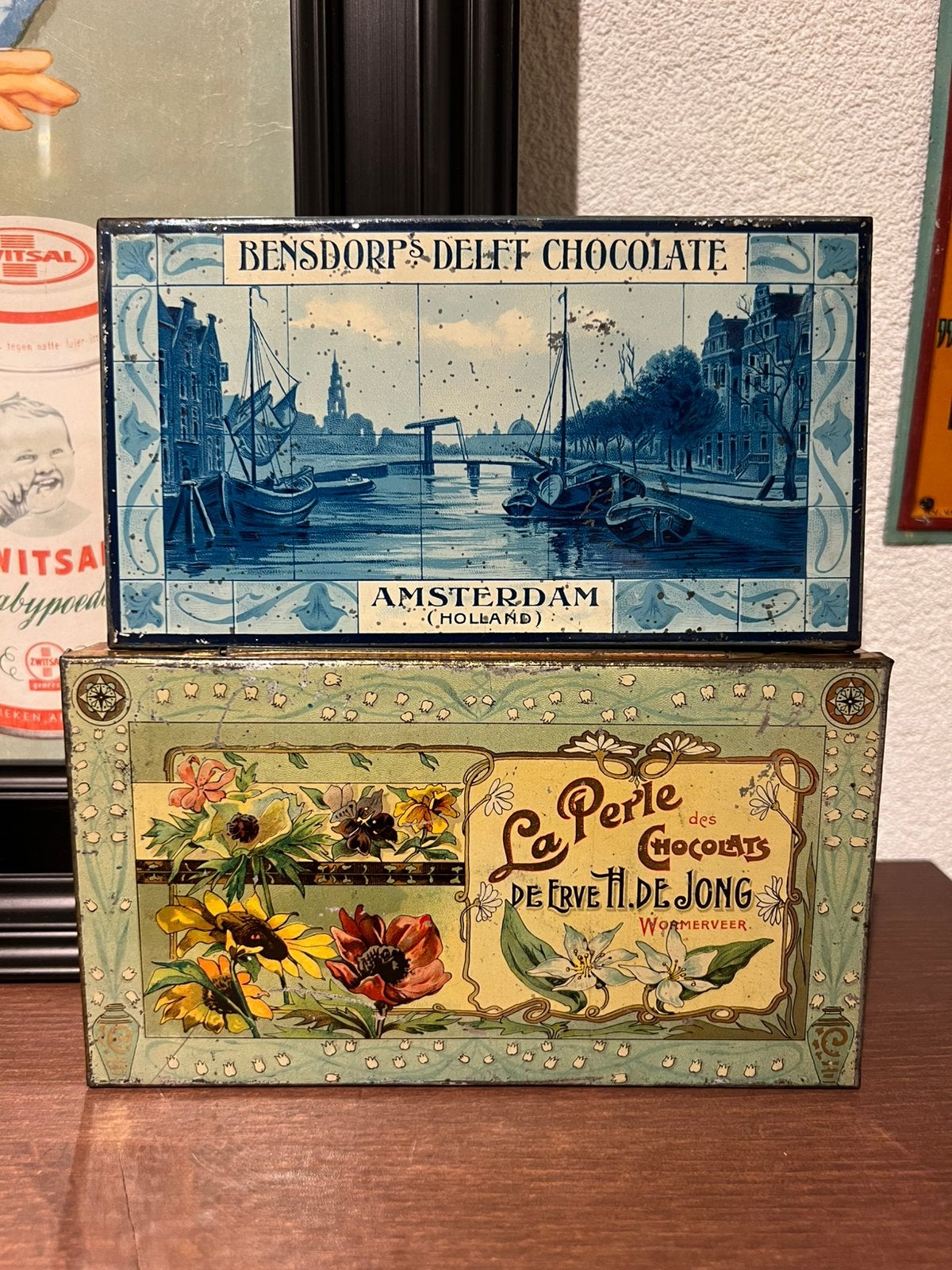 Prachtige chocoladeblikken, Bensdorp en De Jong, Verzamelen, Ophalen of Verzenden, Zo goed als nieuw, Overige