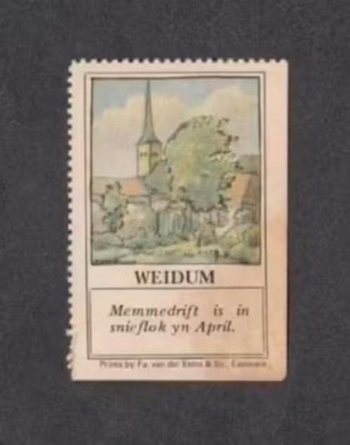 Verzamelplaatje Sluitzegel Weidum Friesland., Ophalen of Verzenden, Zo goed als nieuw