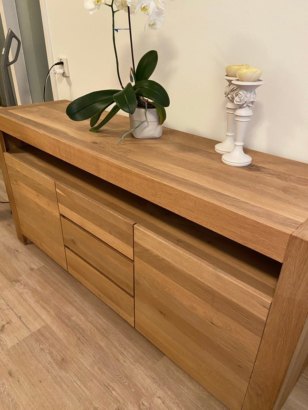 Goossens Eiken Dressoir en Salontafel Set, Huis en Inrichting, Kasten | Dressoirs, Ophalen, 150 tot 200 cm, Eikenhout, Zo goed als nieuw