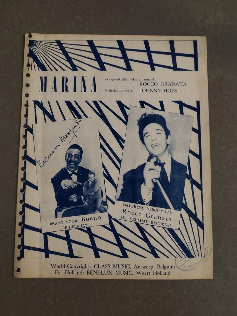 Bladmuziek - Marina - Johnny Hoes, Ophalen of Verzenden
