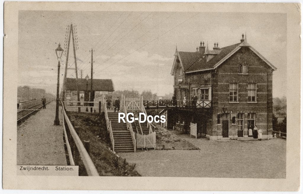 Ansichtkaart - Briefkaart Trein Station Zwijndrecht 1918, Ophalen of Verzenden, Voor 1920, Gelopen, Zuid-Holland