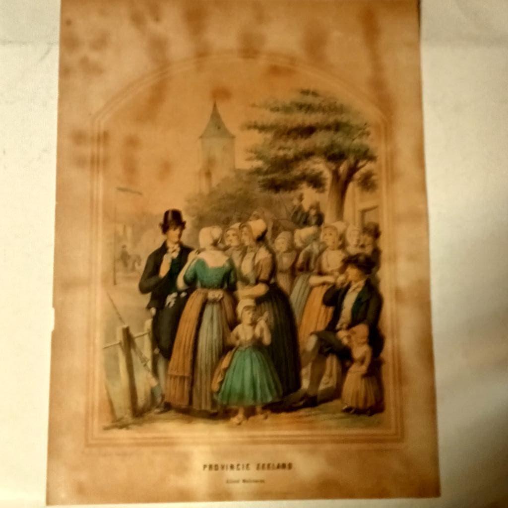 Klederdracht Bing & Braet XIII Zeeland Eiland Walcheren 1857, Antiek en Kunst, Kunst | Etsen en Gravures, Ophalen of Verzenden