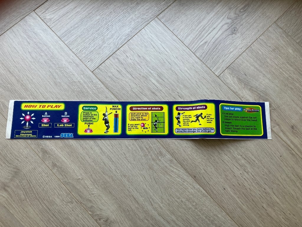 Arcade Sega Virtual Tennis control panel sticker origineel, 1 speler, Ophalen of Verzenden, Vanaf 3 jaar, Overige modellen