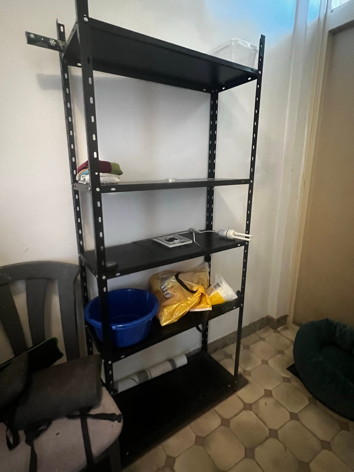 zwart metalen opbergrek met 5 planken 75x30x180, Ophalen, Gebruikt